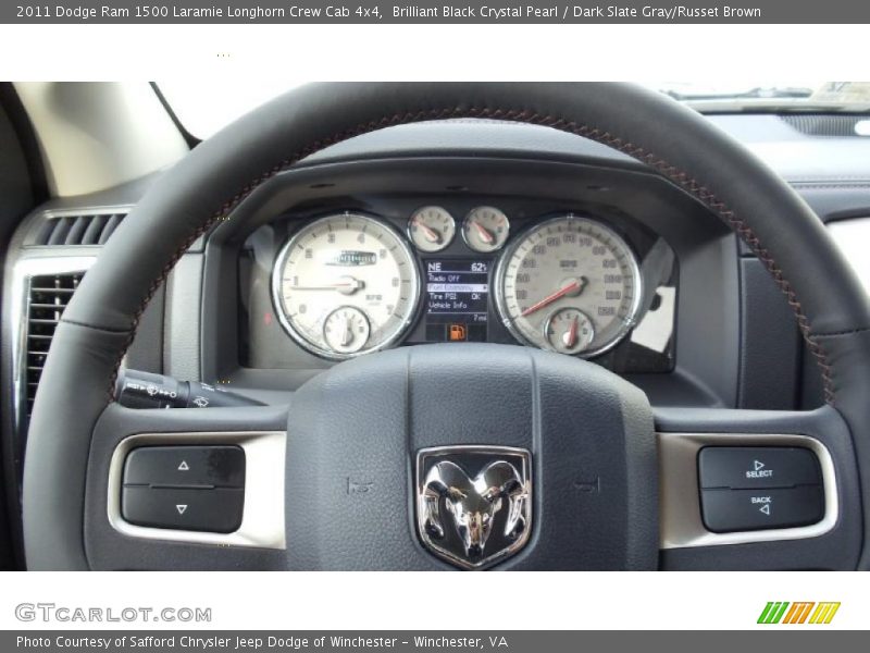 Brilliant Black Crystal Pearl / Dark Slate Gray/Russet Brown 2011 Dodge Ram 1500 Laramie Longhorn Crew Cab 4x4