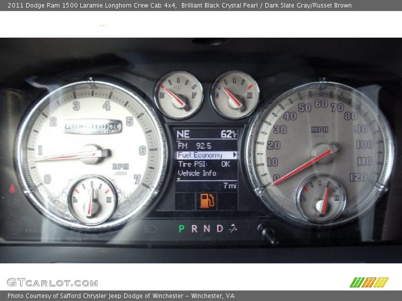 Brilliant Black Crystal Pearl / Dark Slate Gray/Russet Brown 2011 Dodge Ram 1500 Laramie Longhorn Crew Cab 4x4