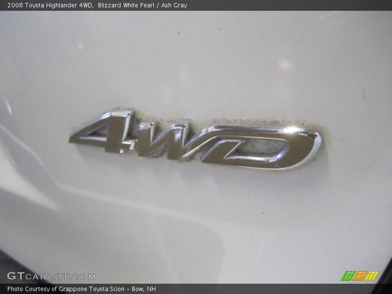Blizzard White Pearl / Ash Gray 2008 Toyota Highlander 4WD