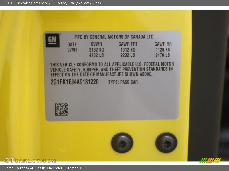 Rally Yellow / Black 2010 Chevrolet Camaro SS/RS Coupe