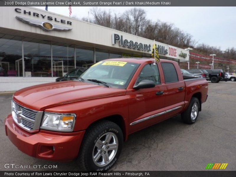 Sunburst Orange Pearl / Dark Khaki/Medium Khaki 2008 Dodge Dakota Laramie Crew Cab 4x4