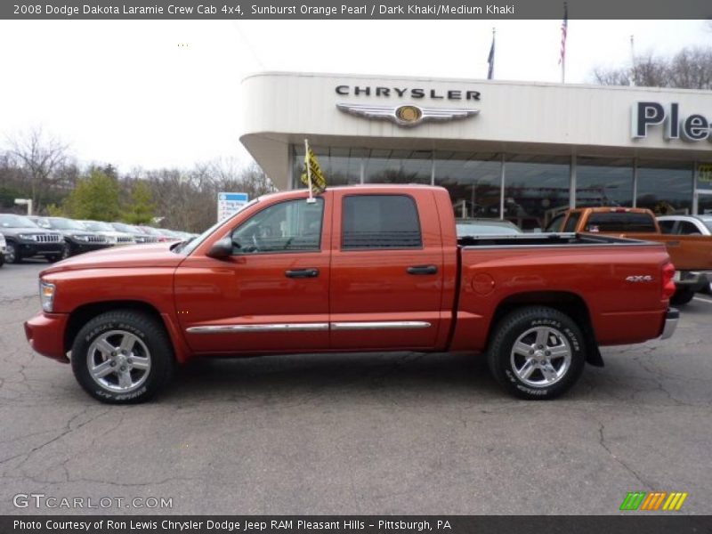 Sunburst Orange Pearl / Dark Khaki/Medium Khaki 2008 Dodge Dakota Laramie Crew Cab 4x4