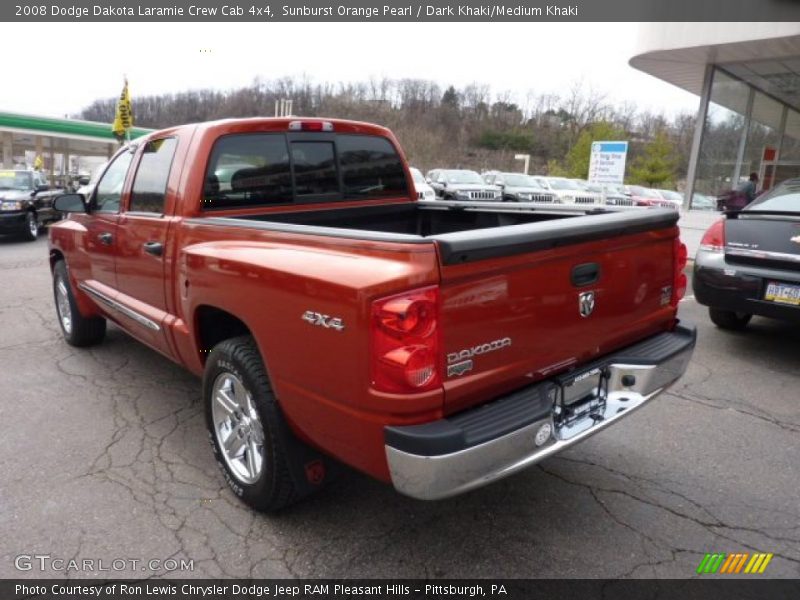 Sunburst Orange Pearl / Dark Khaki/Medium Khaki 2008 Dodge Dakota Laramie Crew Cab 4x4