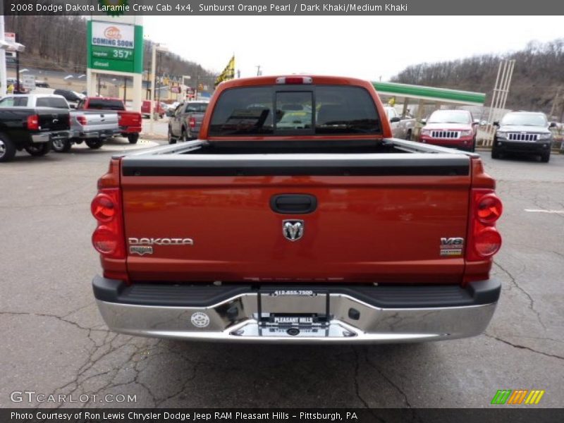 Sunburst Orange Pearl / Dark Khaki/Medium Khaki 2008 Dodge Dakota Laramie Crew Cab 4x4