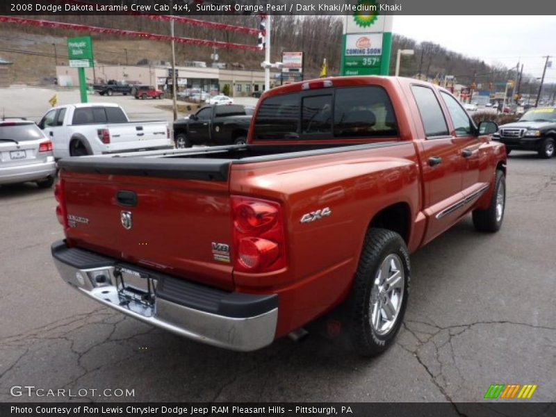 Sunburst Orange Pearl / Dark Khaki/Medium Khaki 2008 Dodge Dakota Laramie Crew Cab 4x4