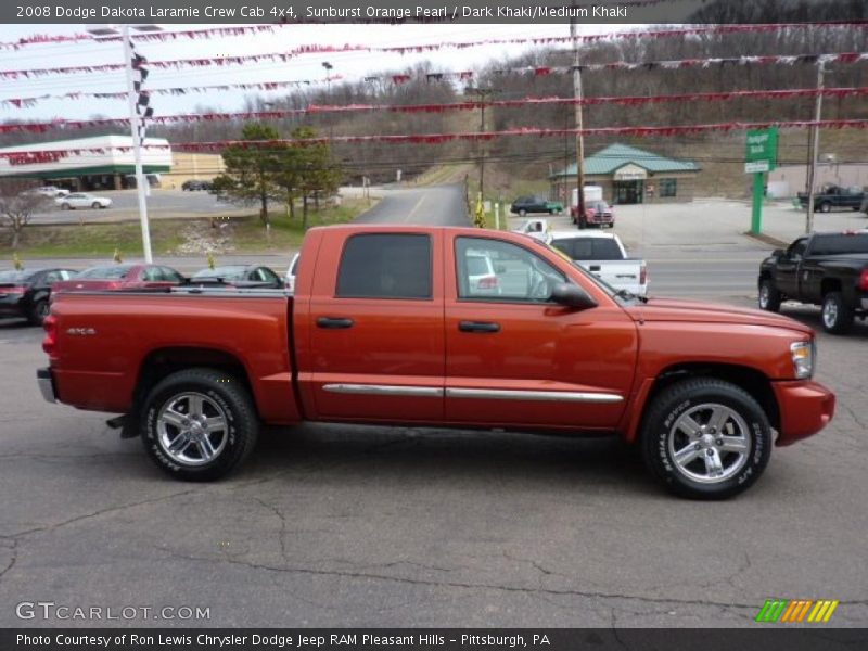 Sunburst Orange Pearl / Dark Khaki/Medium Khaki 2008 Dodge Dakota Laramie Crew Cab 4x4
