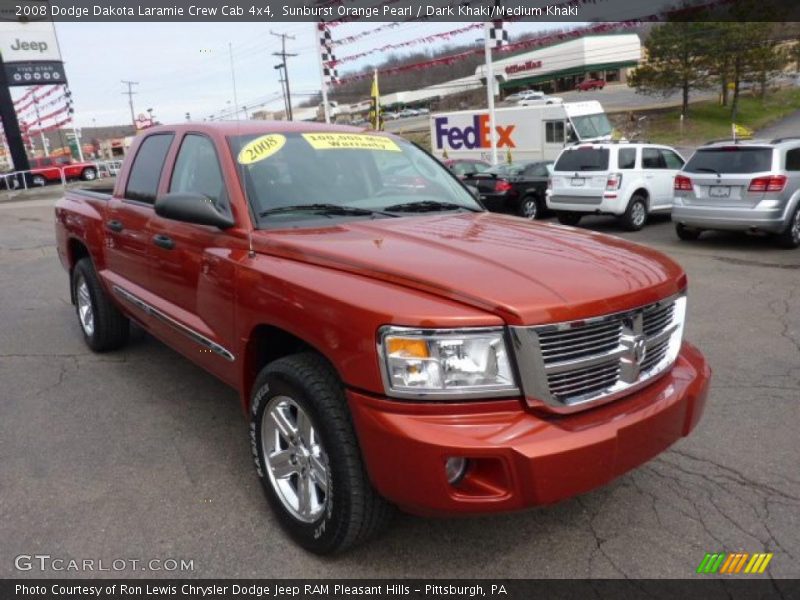 Sunburst Orange Pearl / Dark Khaki/Medium Khaki 2008 Dodge Dakota Laramie Crew Cab 4x4