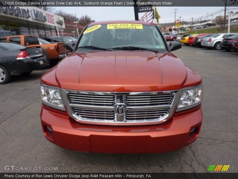 Sunburst Orange Pearl / Dark Khaki/Medium Khaki 2008 Dodge Dakota Laramie Crew Cab 4x4