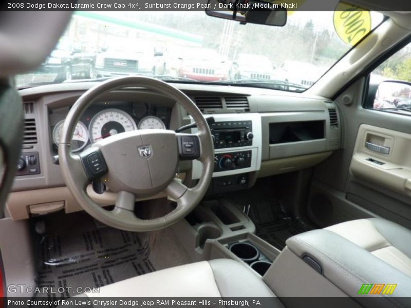 Sunburst Orange Pearl / Dark Khaki/Medium Khaki 2008 Dodge Dakota Laramie Crew Cab 4x4