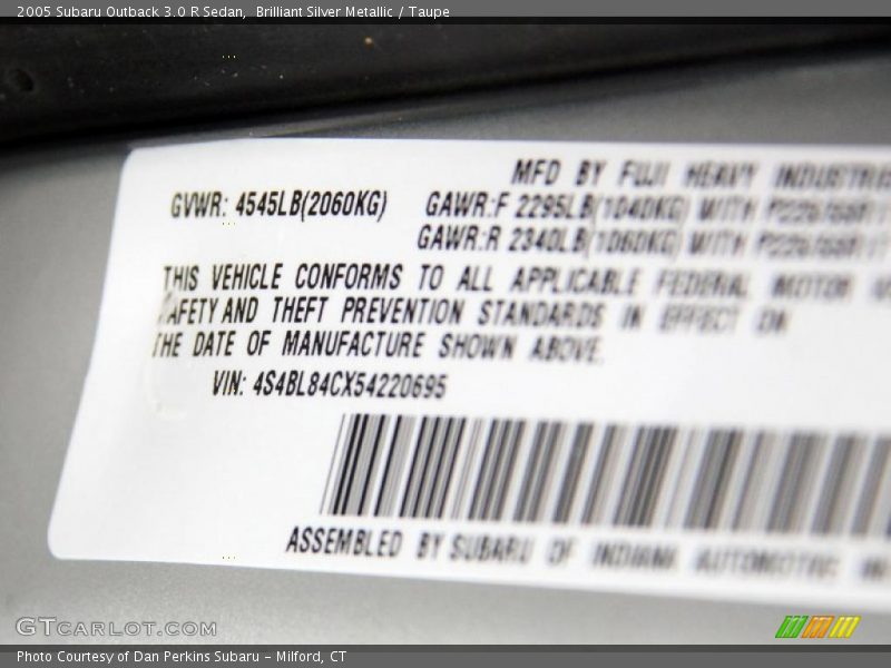 Brilliant Silver Metallic / Taupe 2005 Subaru Outback 3.0 R Sedan