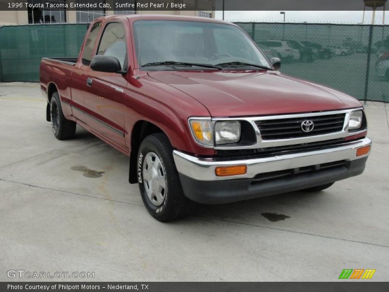 Sunfire Red Pearl / Beige 1996 Toyota Tacoma Extended Cab