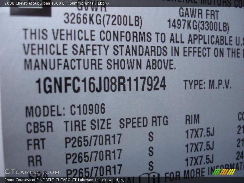 Summit White / Ebony 2008 Chevrolet Suburban 1500 LT