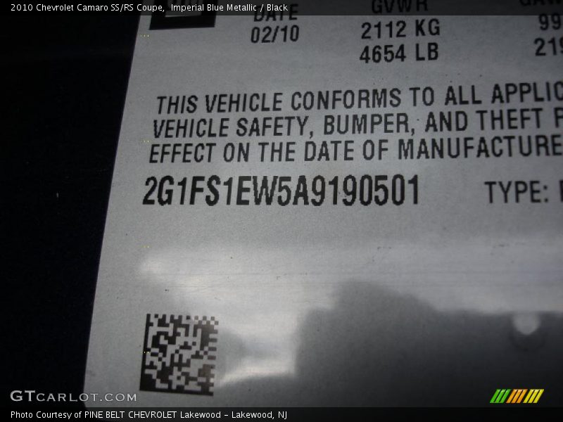 Imperial Blue Metallic / Black 2010 Chevrolet Camaro SS/RS Coupe