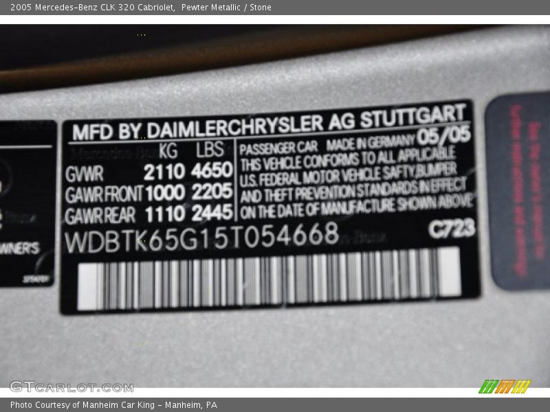 Pewter Metallic / Stone 2005 Mercedes-Benz CLK 320 Cabriolet