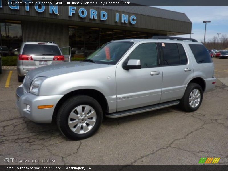 Brilliant Silver Metallic / Charcoal Black 2010 Mercury Mountaineer V6 AWD