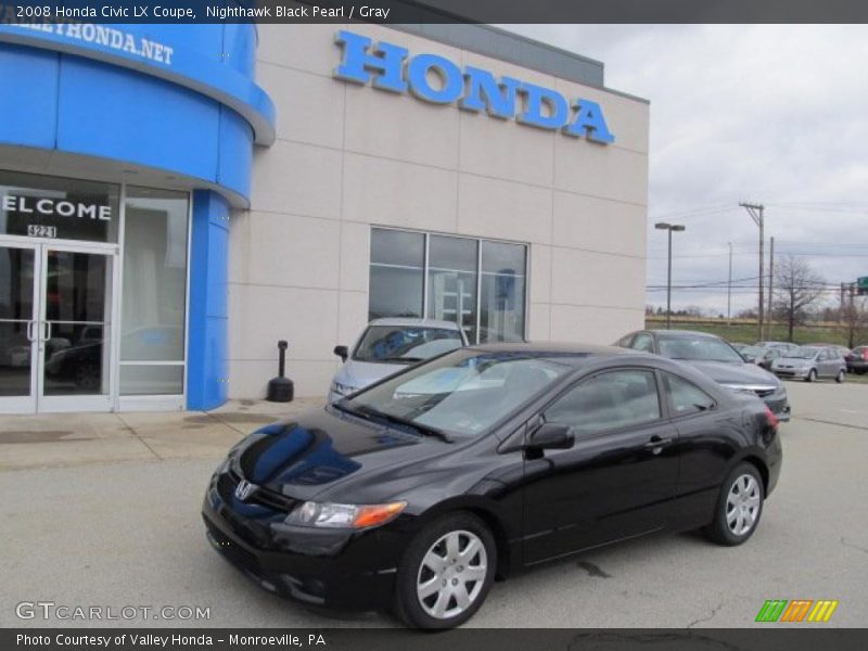 Nighthawk Black Pearl / Gray 2008 Honda Civic LX Coupe