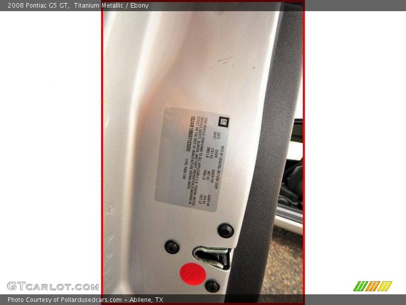 Titanium Metallic / Ebony 2008 Pontiac G5 GT