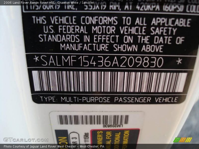 Chawton White / Sand/Jet 2006 Land Rover Range Rover HSE