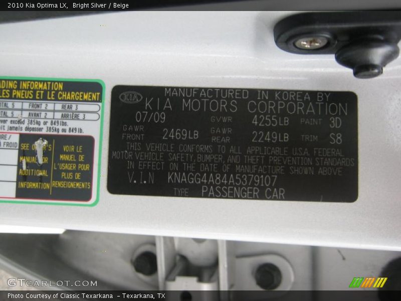 Bright Silver / Beige 2010 Kia Optima LX