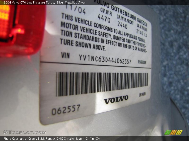 Silver Metallic / Silver 2004 Volvo C70 Low Pressure Turbo