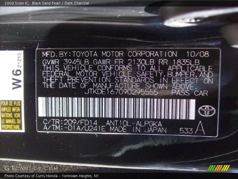 Black Sand Pearl / Dark Charcoal 2009 Scion tC