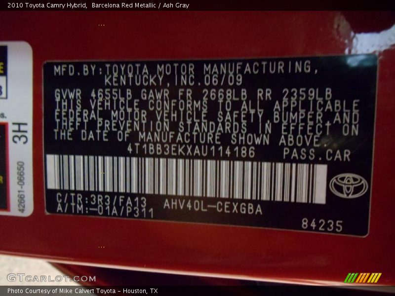 Barcelona Red Metallic / Ash Gray 2010 Toyota Camry Hybrid