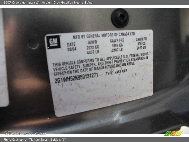 Medium Gray Metallic / Neutral Beige 2005 Chevrolet Impala LS
