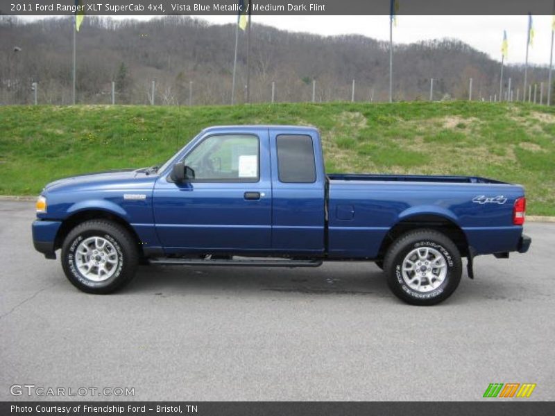 Vista Blue Metallic / Medium Dark Flint 2011 Ford Ranger XLT SuperCab 4x4