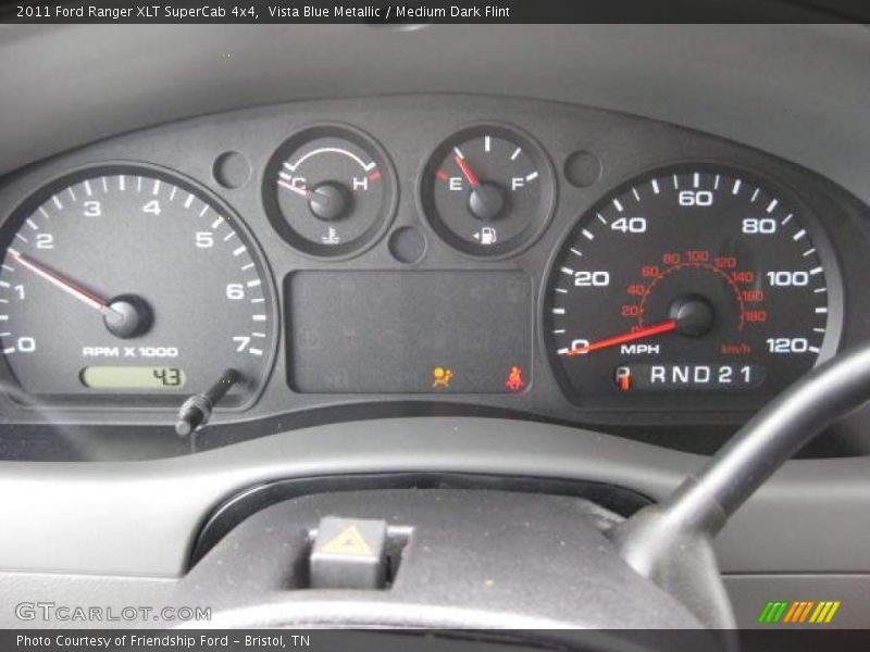 Vista Blue Metallic / Medium Dark Flint 2011 Ford Ranger XLT SuperCab 4x4