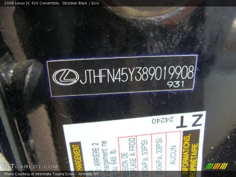 Obsidian Black / Ecru 2008 Lexus SC 430 Convertible