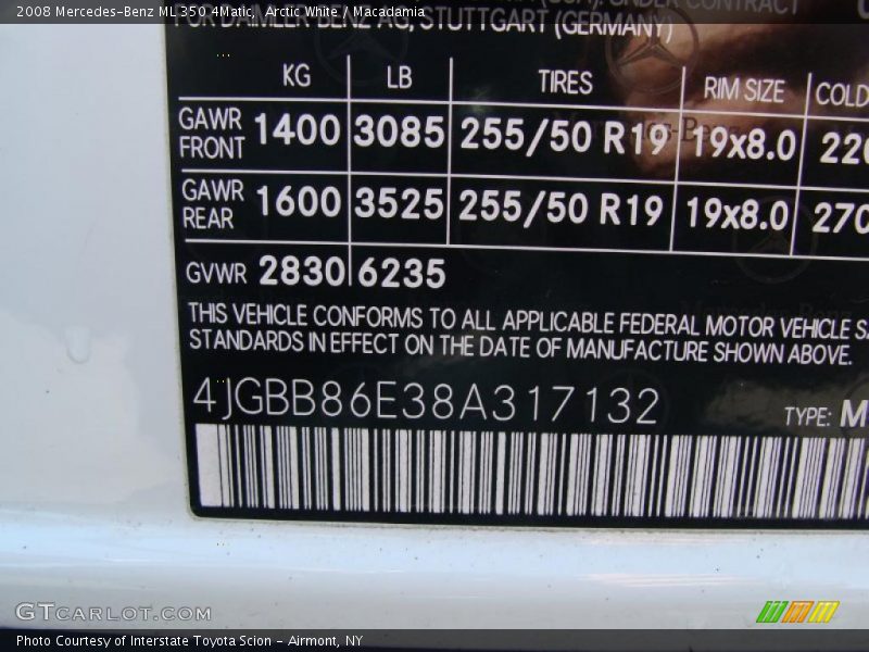 Arctic White / Macadamia 2008 Mercedes-Benz ML 350 4Matic