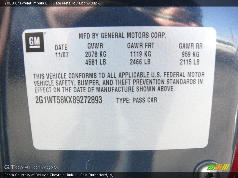 Slate Metallic / Ebony Black 2008 Chevrolet Impala LT