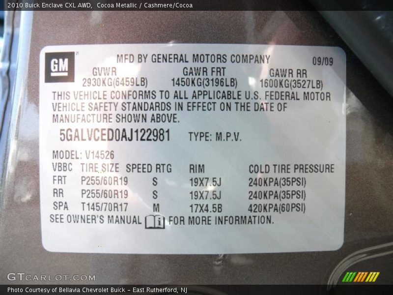 Cocoa Metallic / Cashmere/Cocoa 2010 Buick Enclave CXL AWD