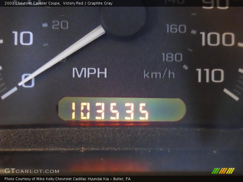 Victory Red / Graphite Gray 2003 Chevrolet Cavalier Coupe