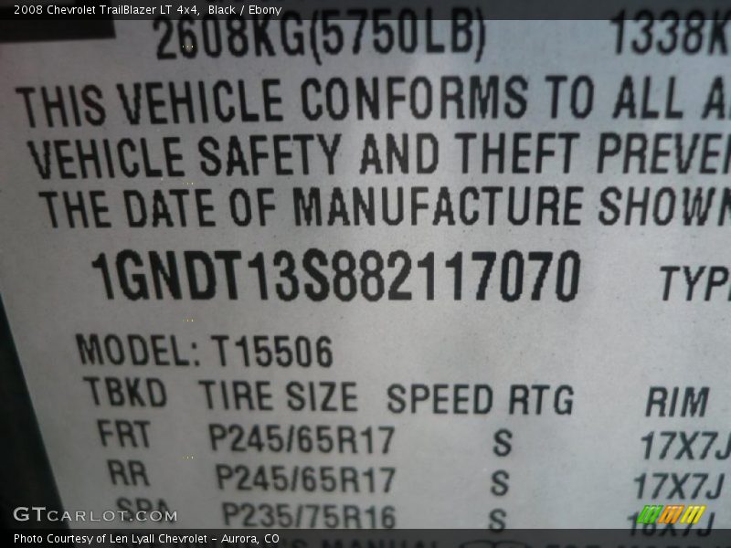 Black / Ebony 2008 Chevrolet TrailBlazer LT 4x4