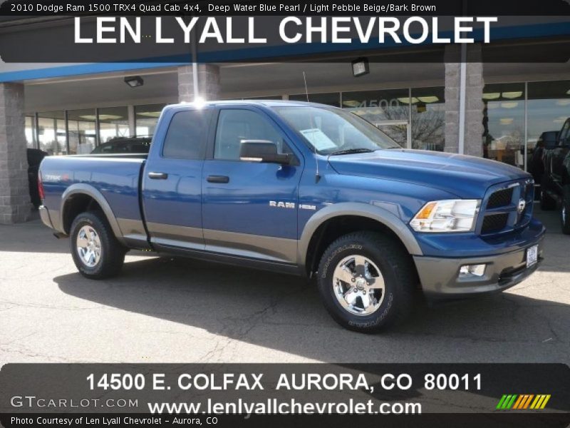 Deep Water Blue Pearl / Light Pebble Beige/Bark Brown 2010 Dodge Ram 1500 TRX4 Quad Cab 4x4