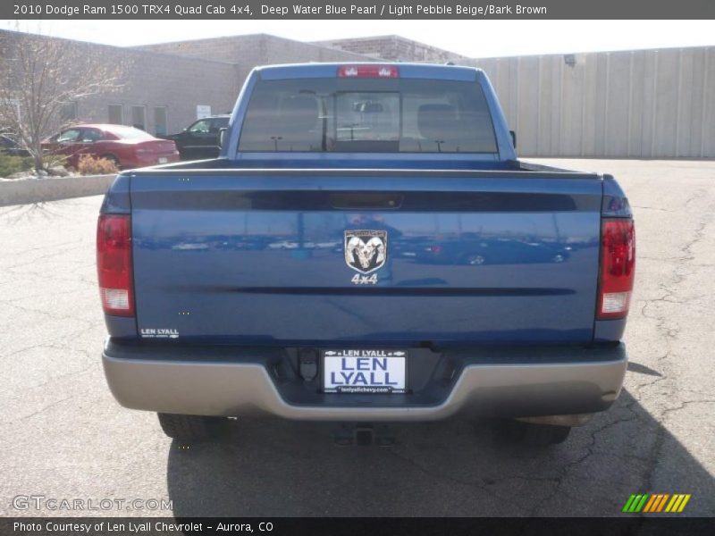 Deep Water Blue Pearl / Light Pebble Beige/Bark Brown 2010 Dodge Ram 1500 TRX4 Quad Cab 4x4