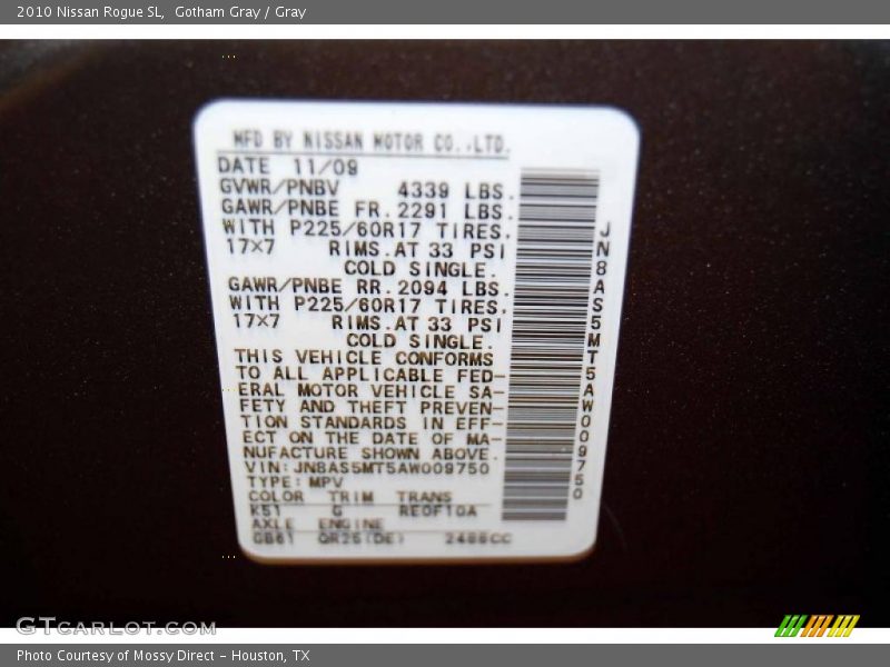 Gotham Gray / Gray 2010 Nissan Rogue SL