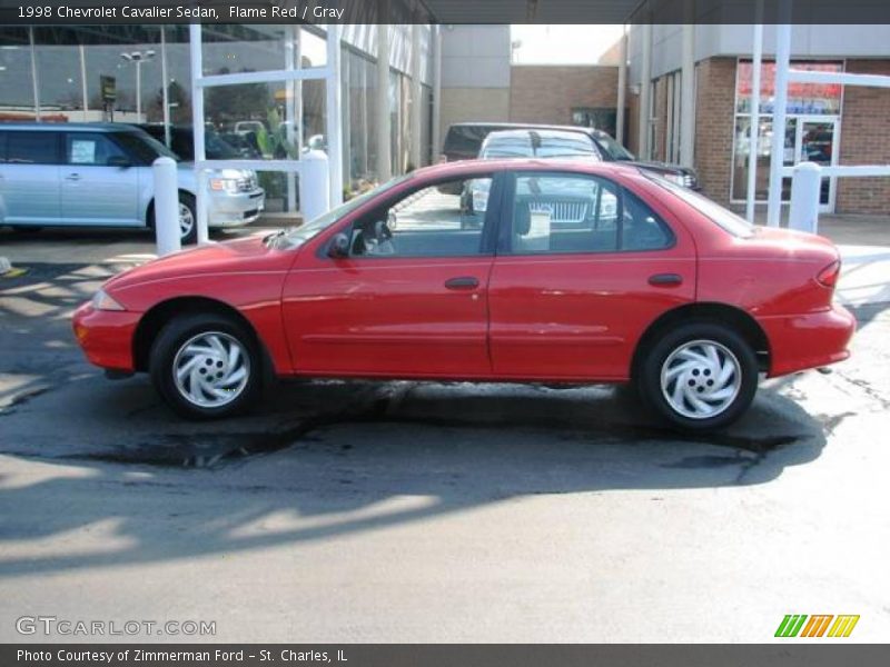 Flame Red / Gray 1998 Chevrolet Cavalier Sedan