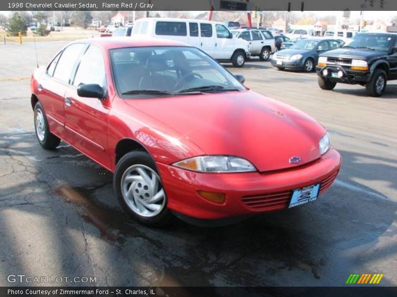 Flame Red / Gray 1998 Chevrolet Cavalier Sedan