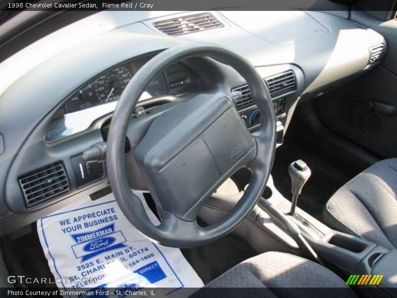 Flame Red / Gray 1998 Chevrolet Cavalier Sedan