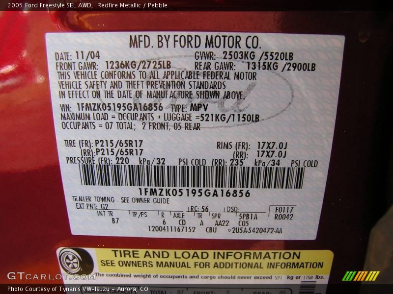 Redfire Metallic / Pebble 2005 Ford Freestyle SEL AWD