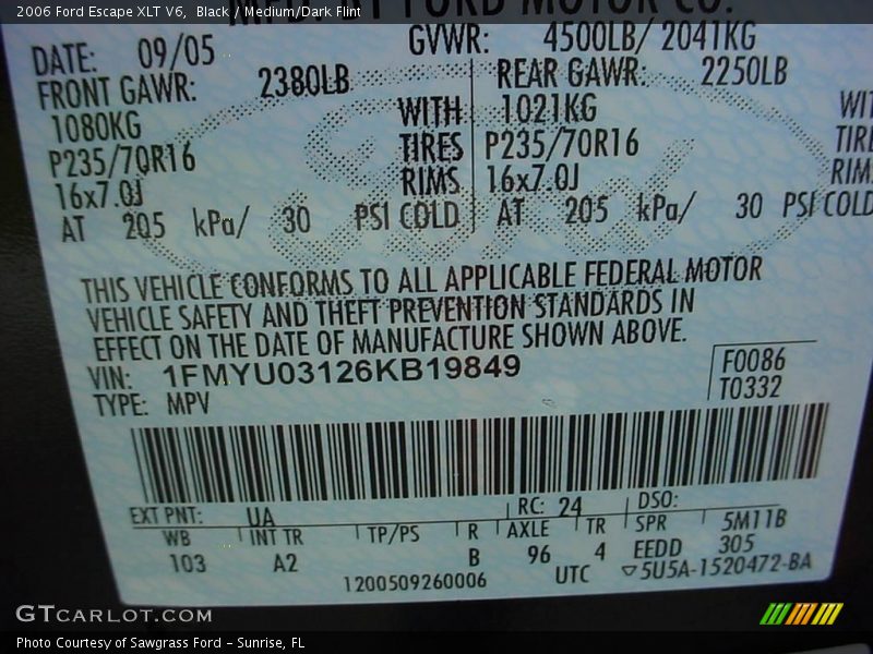 Black / Medium/Dark Flint 2006 Ford Escape XLT V6