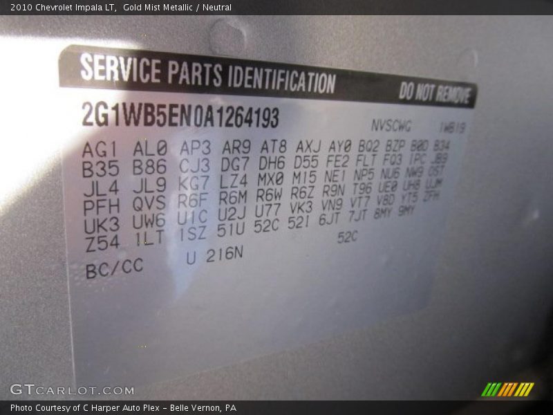 Gold Mist Metallic / Neutral 2010 Chevrolet Impala LT