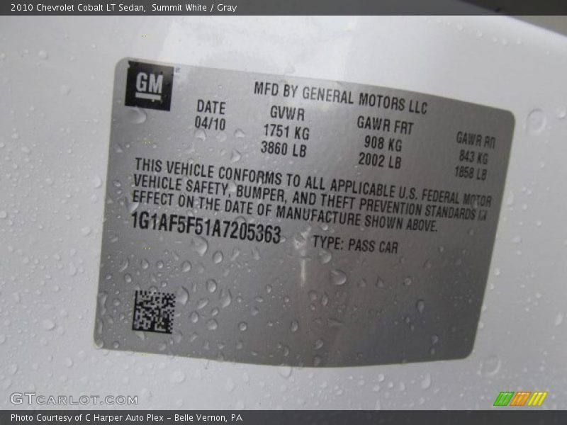 Summit White / Gray 2010 Chevrolet Cobalt LT Sedan
