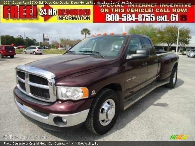 Deep Molten Red Metallic / Dark Slate Gray 2004 Dodge Ram 3500 SLT Quad Cab Dually