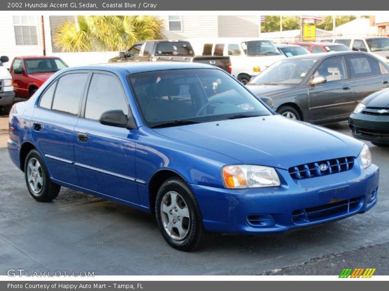 Coastal Blue / Gray 2002 Hyundai Accent GL Sedan