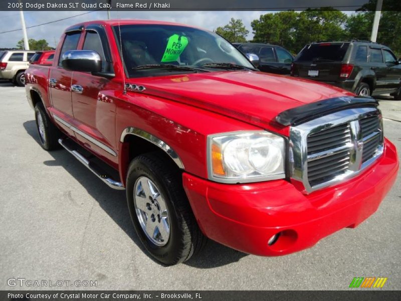 Flame Red / Khaki 2005 Dodge Dakota SLT Quad Cab