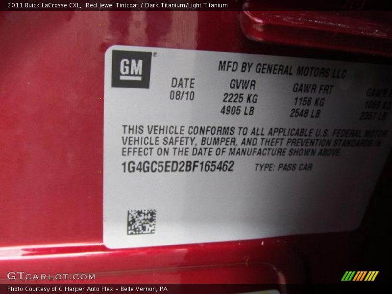 Red Jewel Tintcoat / Dark Titanium/Light Titanium 2011 Buick LaCrosse CXL