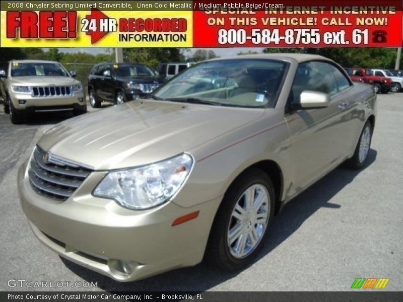 Linen Gold Metallic / Medium Pebble Beige/Cream 2008 Chrysler Sebring Limited Convertible